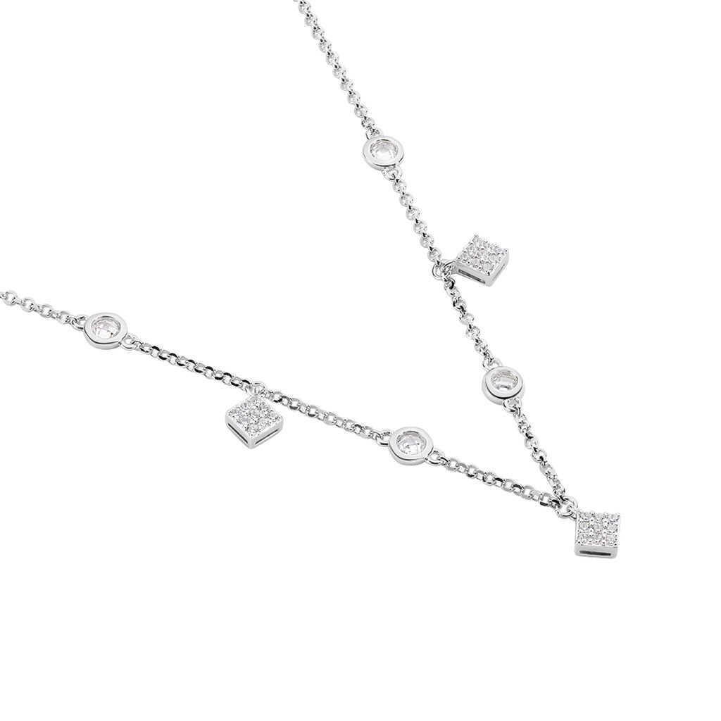 Damen Collier Silber 925 Zirkonia Wei&szlig; 1,24 ct Viereck