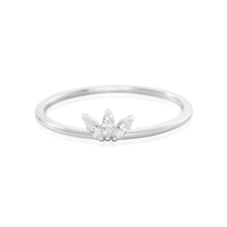 EIRA Damen Ring Silber 925 Zirkonia Wei&szlig; 0,04 ct Blume - Ringe mit Stein Damen | OROVIVO