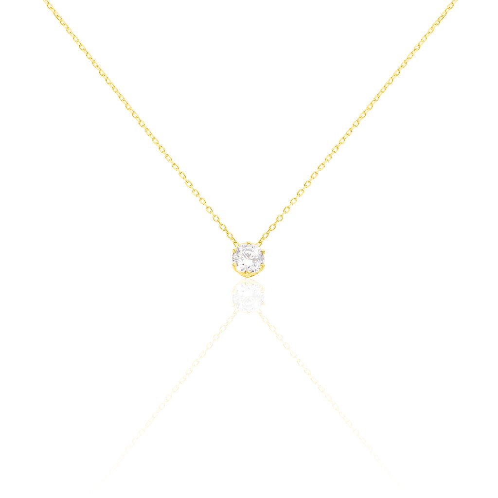 Damen Collier Gold 375 (9 Karat) Zirkonia Wei&szlig; 1,480 ct