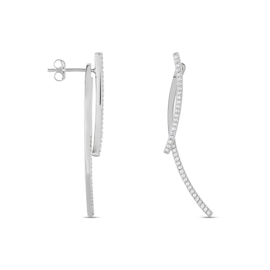 Damen Ohrringe Lang Silber 925 Zirkonia Wei&szlig; 0,71 ct