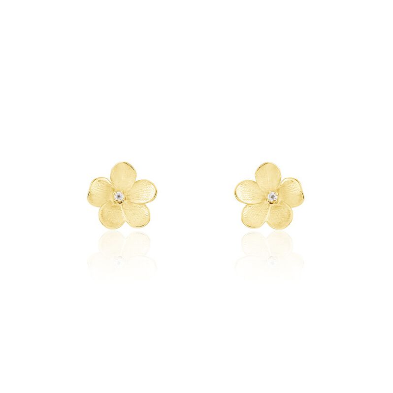 Boucles D'oreilles Puces Saku Or Jaune Oxyde De Zirconium - Spannringe Damen | OROVIVO