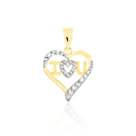 Anhänger Gold 375 Bicolor Zirkonia Herz  - Herzanhänger Damen | OROVIVO