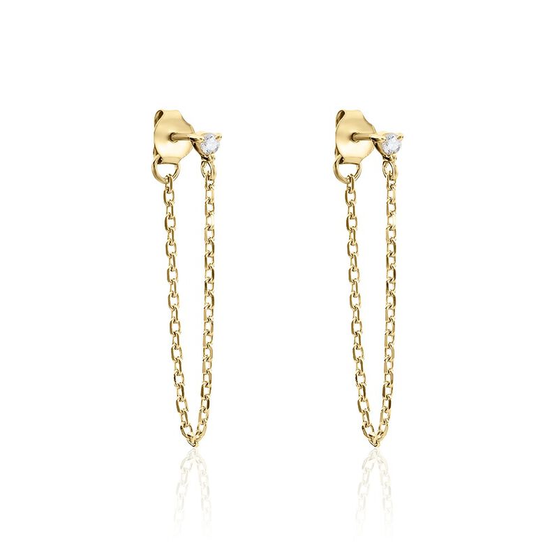 Boucles D'oreilles Pendantes Plaque Or Lienard Oxydes De Zirconium - Spannringe Damen | OROVIVO