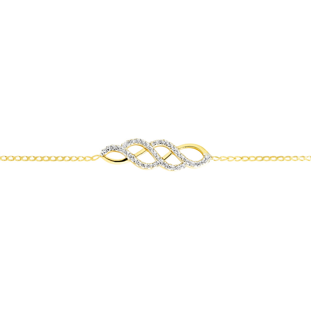 Bracelet Zoé Or Jaune Tressé Oxydes - Spannringe Damen | OROVIVO