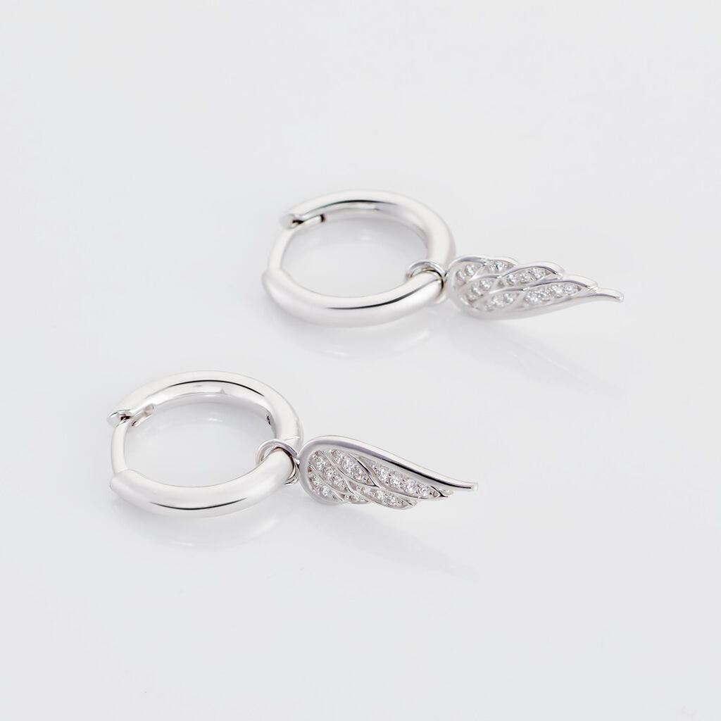 LAYLAH Damen Creolen Silber 925 Zirkonia Wei&szlig; 0,06 ct Fl&uuml;gel