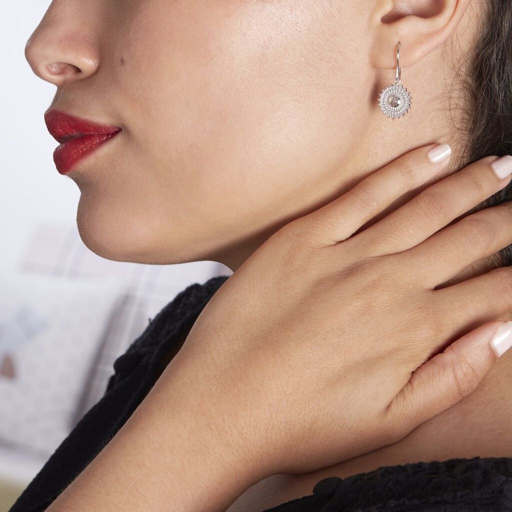 Boucles D'oreilles Argent Rhodie Nyoko Pendantes - Spannringe Damen | OROVIVO