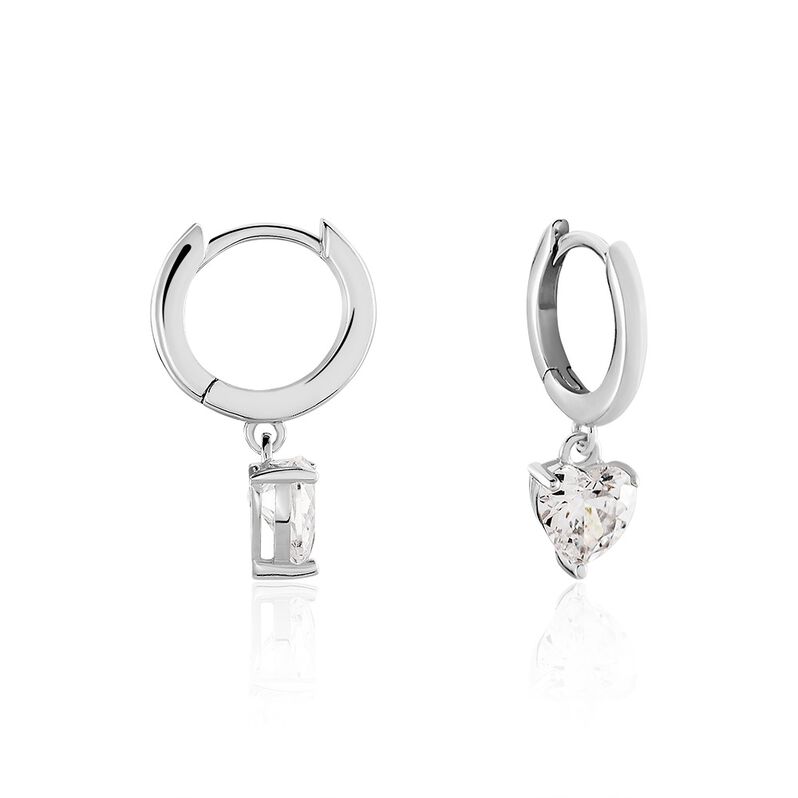 BILLIE Damen Creolen Silber Silber 925 Zirkonia Wei&szlig; Herz - Creolen Damen | OROVIVO