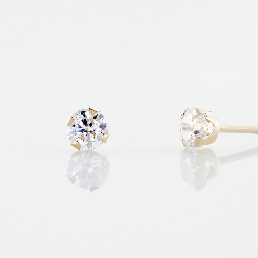 EDDIE KRAPPE Damen Ohrstecker Gold 375 (9 Karat) Zirkonia Wei&szlig; 0,42 ct B 3 mm