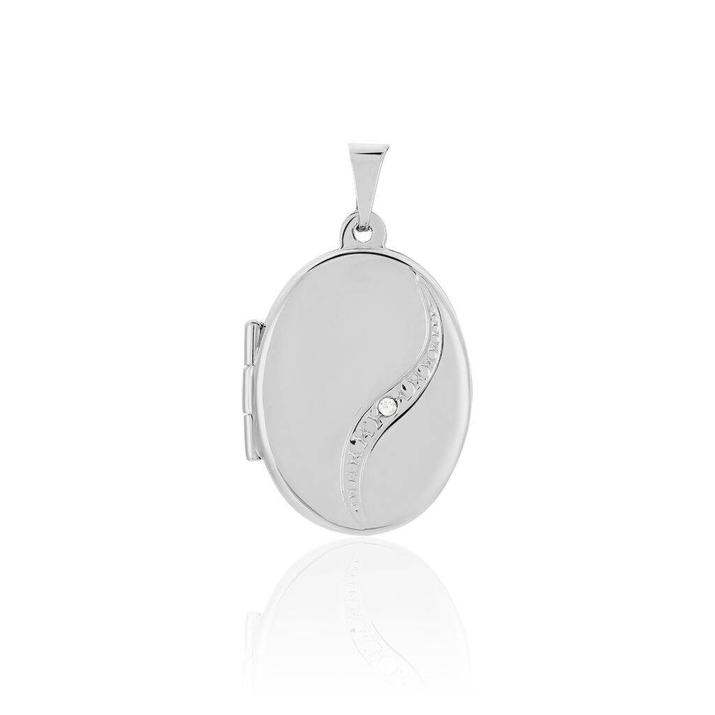 CASSA MEDAILLON 3 Damen Anh&auml;nger Silber 925 Zirkonia Wei&szlig; Oval