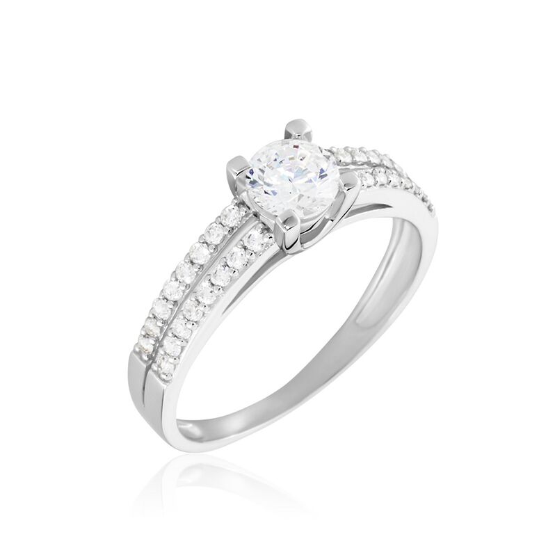 Philina Damen Ring Wei&szlig;gold 375 (9 Karat) Zirkonia Wei&szlig; 0,940 ct B 3 mm - Verlobungsringe Damen | OROVIVO