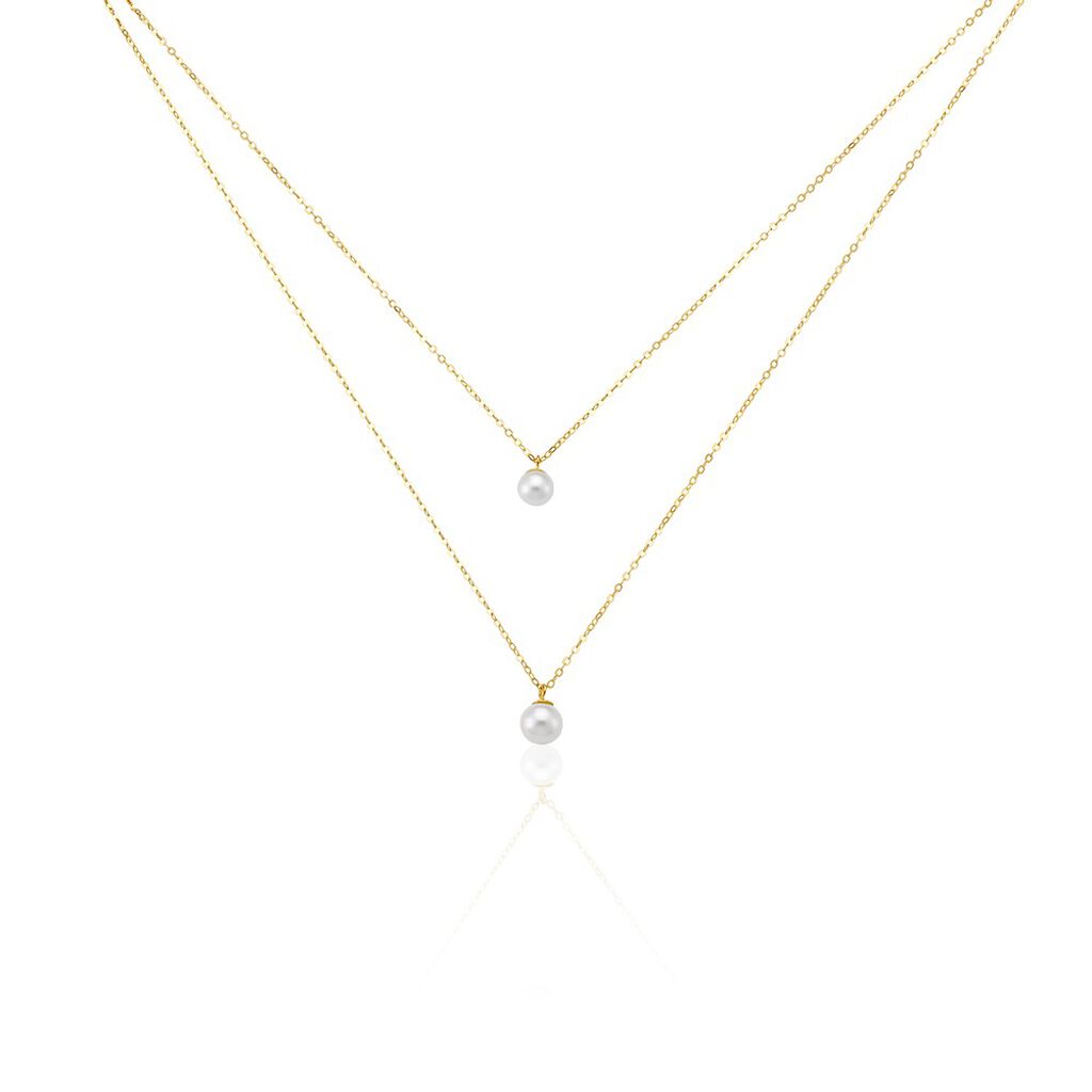Damen Collier Gold 375 (9 Karat) Zuchtperle Perlmutt
