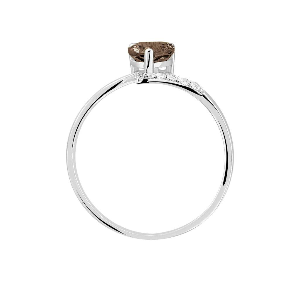 Bague Eva Or Blanc Quartz Et Diamant - Spannringe Damen | OROVIVO