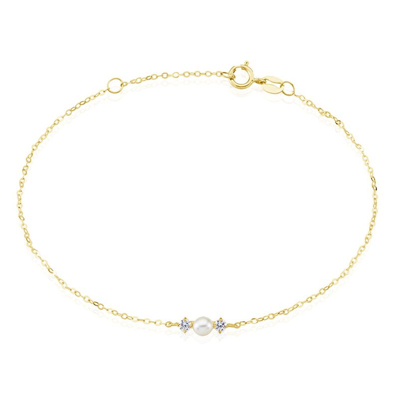 Bracelet Or Jaune Audrea Perle De Culture Oxydes De Zirconium - Spannringe Kinder | OROVIVO