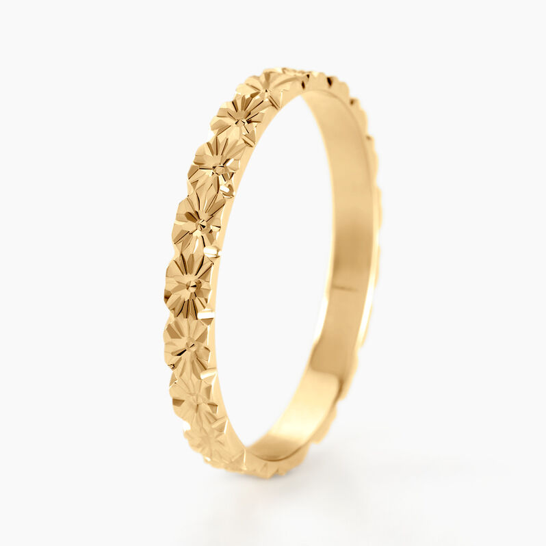 Alliance Fleur Diamantee Ruban Plat Or Jaune - Spannringe Unisex | OROVIVO