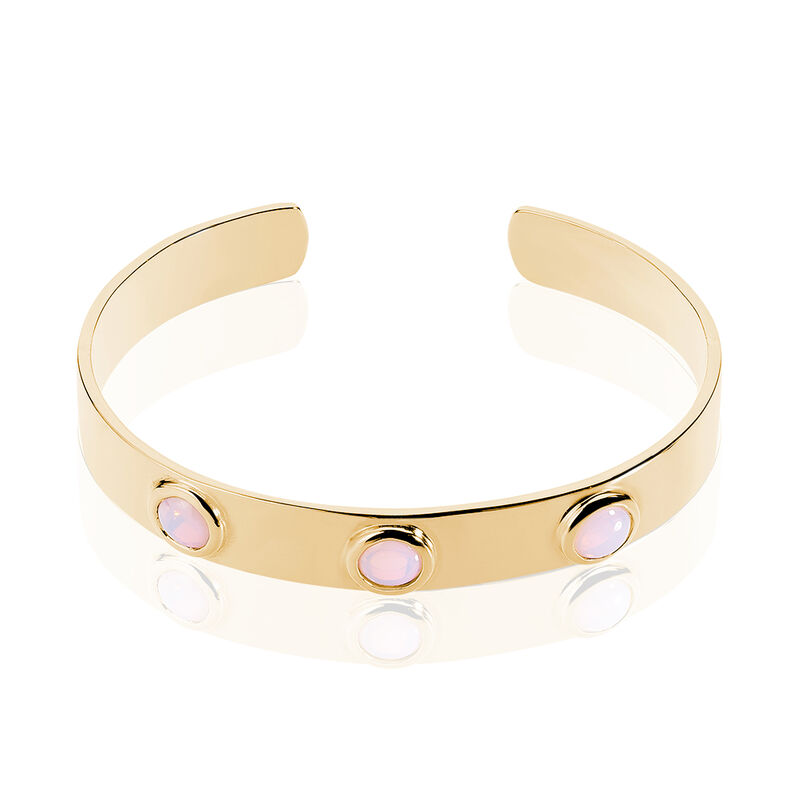 Bracelet Jonc Vaina Plaque Or Jaune Opale - Spannringe Damen | OROVIVO