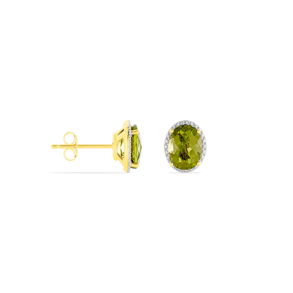 NAGA Damen Ohrstecker Gold 375 (9 Karat) Peridot Gr&uuml;n 1,28 ct Oval