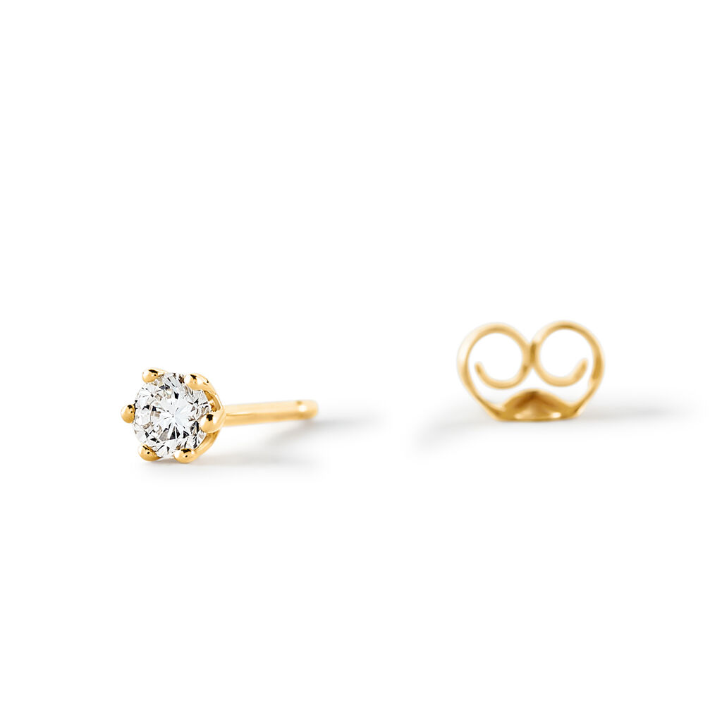 Sonate Damen Ohrstecker Gold 585 (14 Karat) Synthetischer Diamant Wei&szlig; 0,26 ct