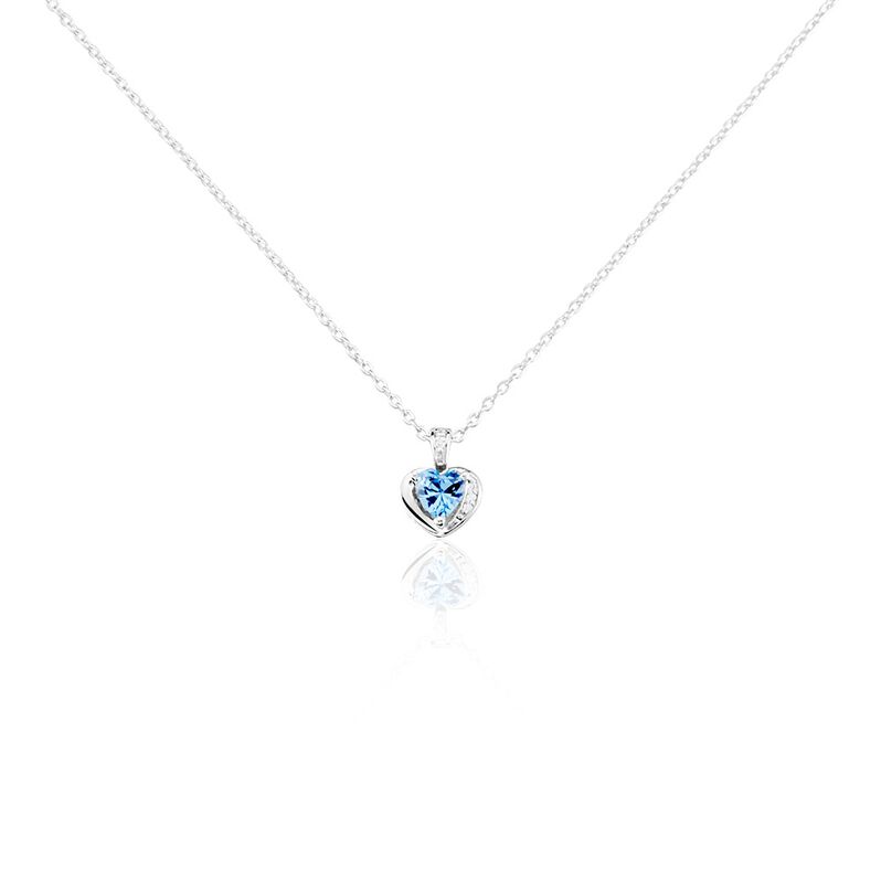 ARIDA HERZ 1 Damen Collier Silber 925 Spinell Himmelblau 0,15 ct Herz B 1,2 mm - Halsketten Damen | OROVIVO