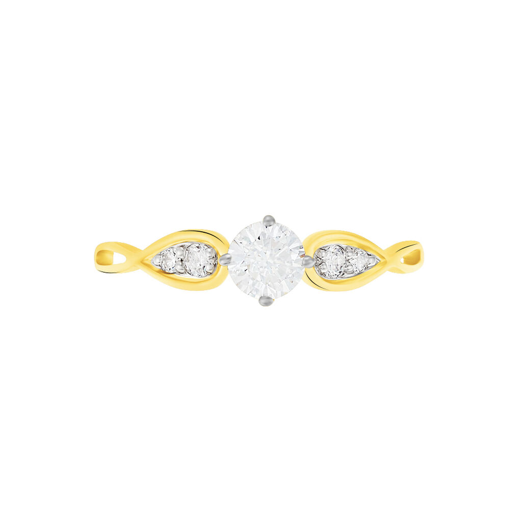 Solitaire Or Jaune Petales Oxydes - Spannringe Damen | OROVIVO