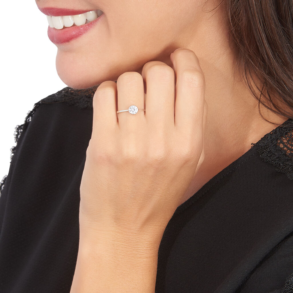 Bague Or Weiss Kadidia Solitaire Oxyde C - Spannringe Damen | OROVIVO