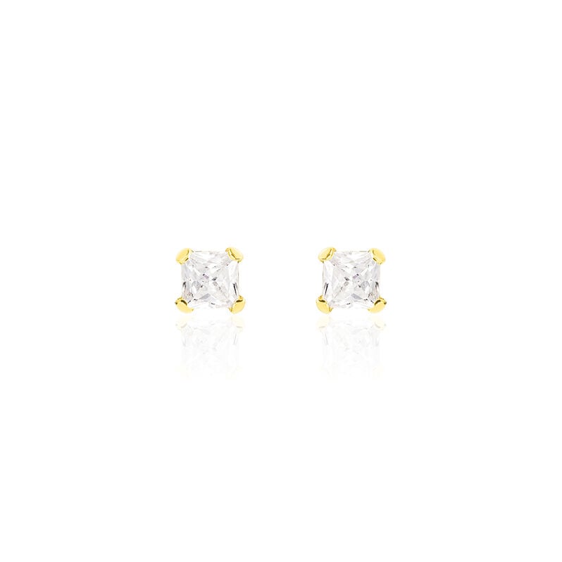 RAFAELA Damen Ohrstecker Gold 375 (9 Karat) Zirkonia Wei&szlig; 1,3 ct Viereck - Ohrstecker Damen | OROVIVO