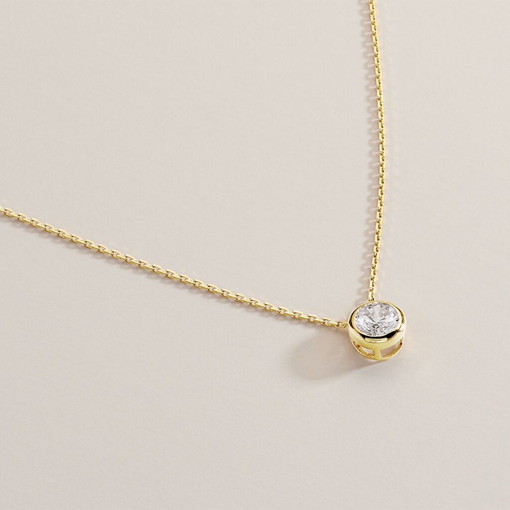 Damen Collier Gold 375 (9 Karat) Zirkonia Wei&szlig; 0,940 ct