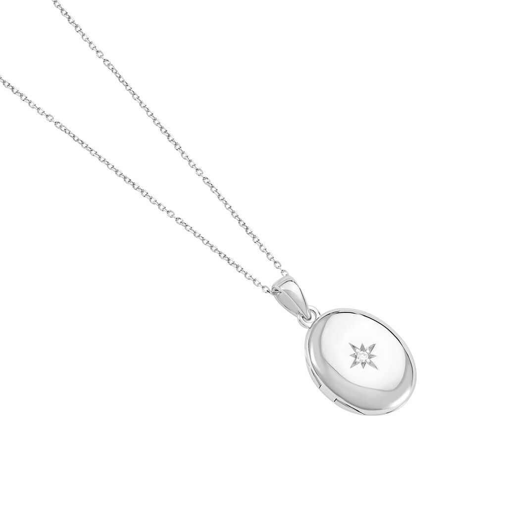SYLENNE Damen Anh&auml;nger Silber 925 Zirkonia Wei&szlig; 0,01 ct Oval