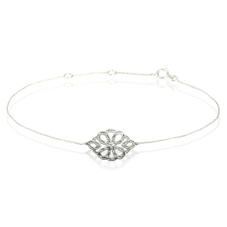 Bracelet Naureen Or Blanc Diamant - Spannringe Damen | OROVIVO