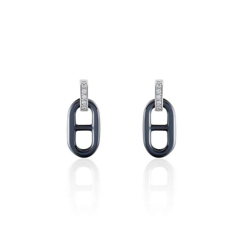 Boucles D'oreilles Pendantes Argent Céramique Et Oxyde De Zirconium - Spannringe Damen | OROVIVO