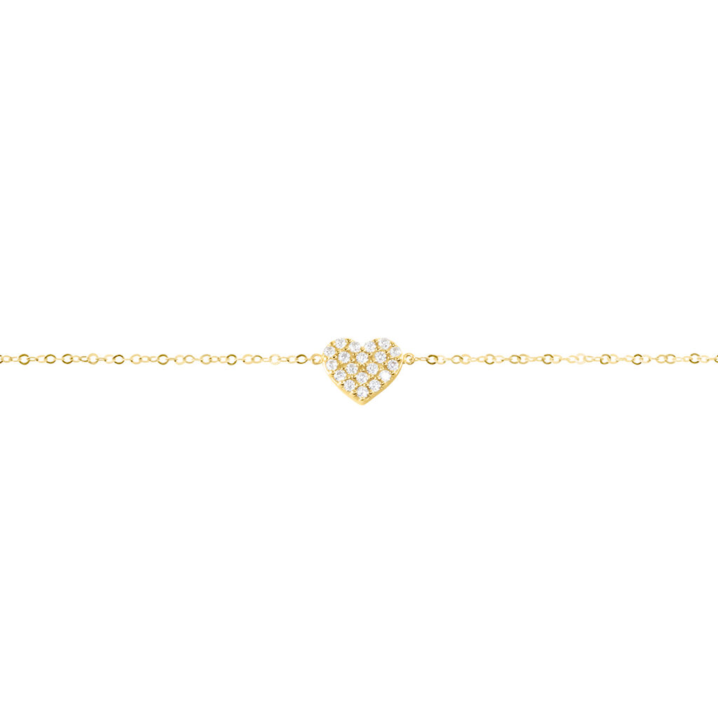 DARLEEN Damen Armband Gold 375 (9 Karat) Zirkonia Wei&szlig; Herz