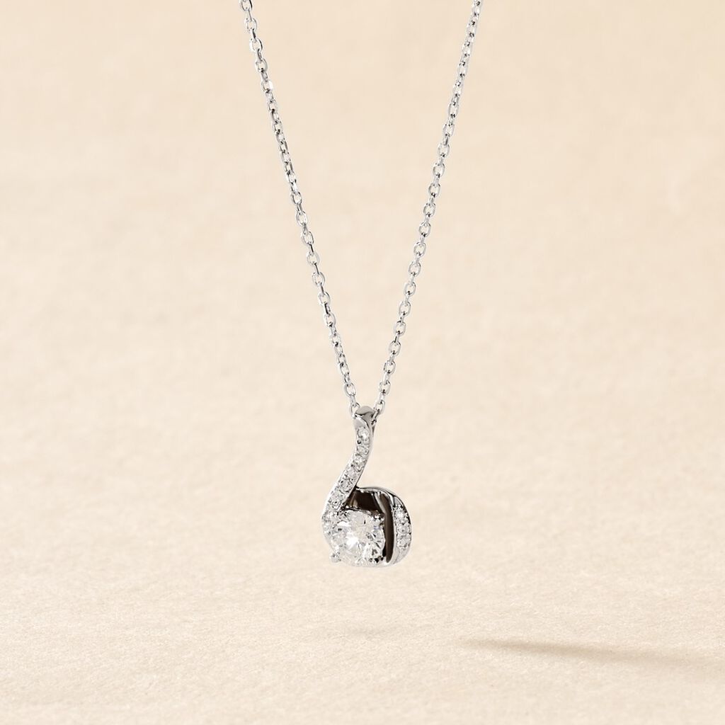 Collier Or Weiss Vrille Et Diamants 42cm - Spannringe Damen | OROVIVO