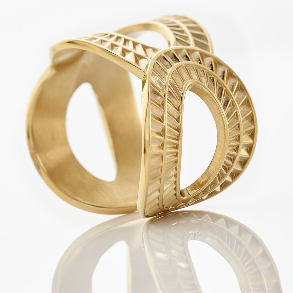 VENETA Damen Ring Edelstahl vergoldet Oval B 15 mm