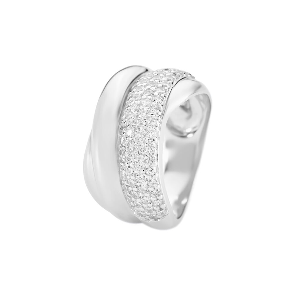 ISARA Damen Ring Silber 925 Zirkonia Wei&szlig; 0,01 ct