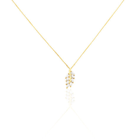 Damen Collier Gold 375 Zirkonia Blatt Hinna - Halsketten Damen | OROVIVO