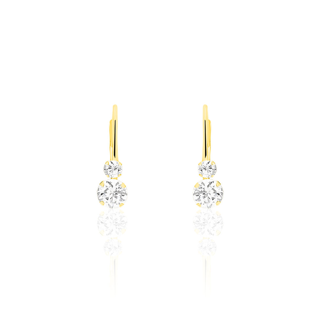 GULBEYAZ 1 Damen Ohrringe Lang Gold 375 (9 Karat) Zirkonia Weiß, Ohrringe Lang mit Stein