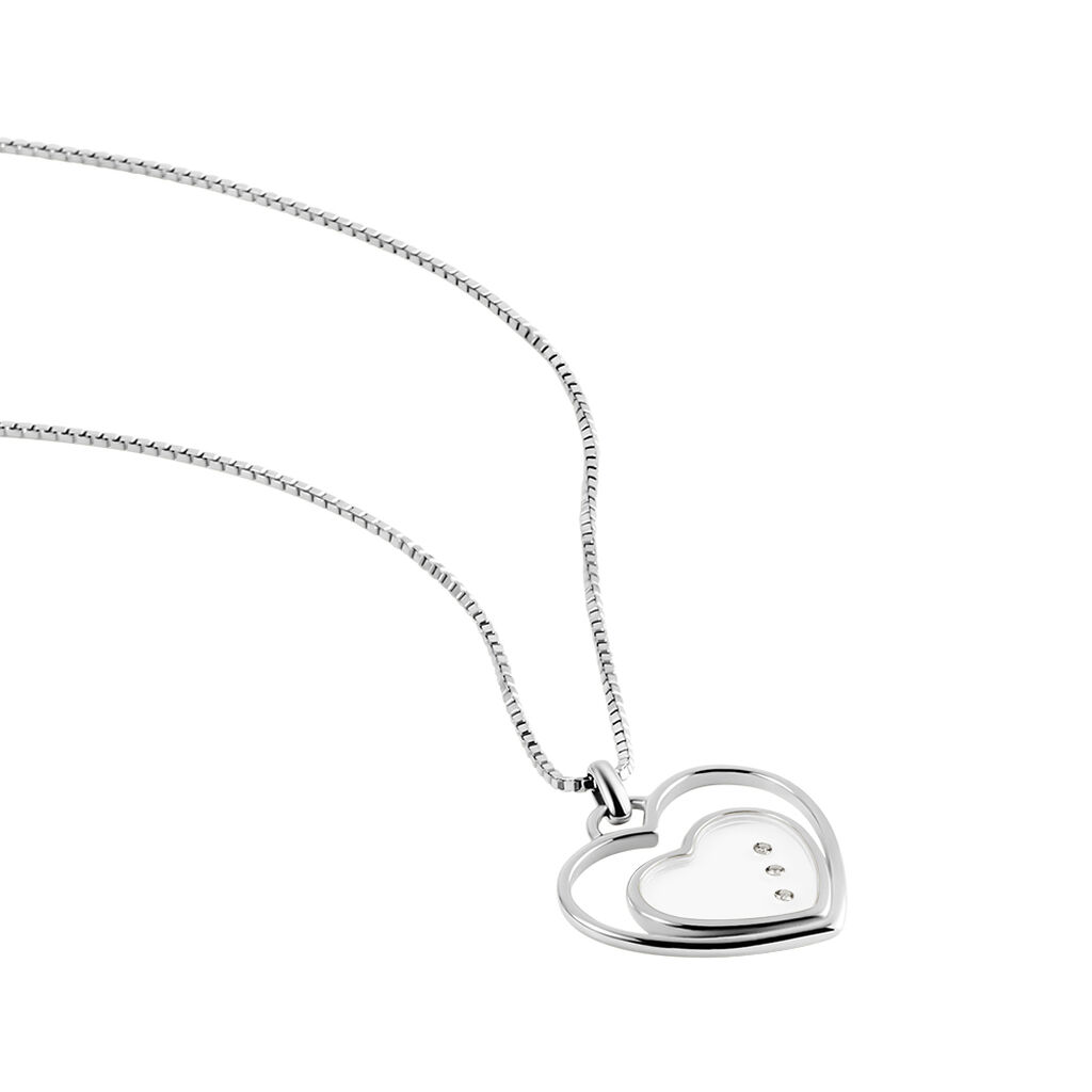 Damen Collier Silber 925 Diamant 0,03ct Herz - Halsketten Damen | OROVIVO