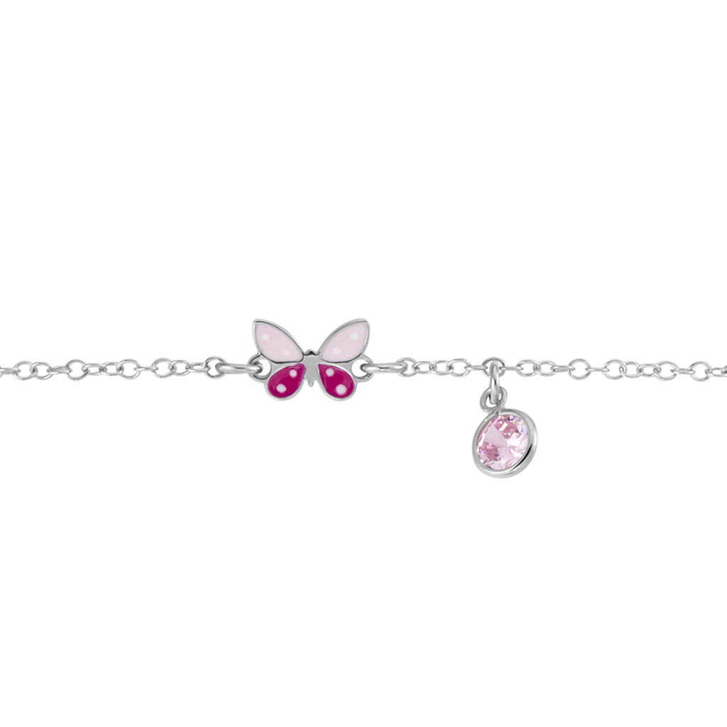 Ila Schmetterling Kinder Armband Silber Silber 925 Zirkonia Ros&eacute; 0,18 ct Schmetterling B 30 mm
