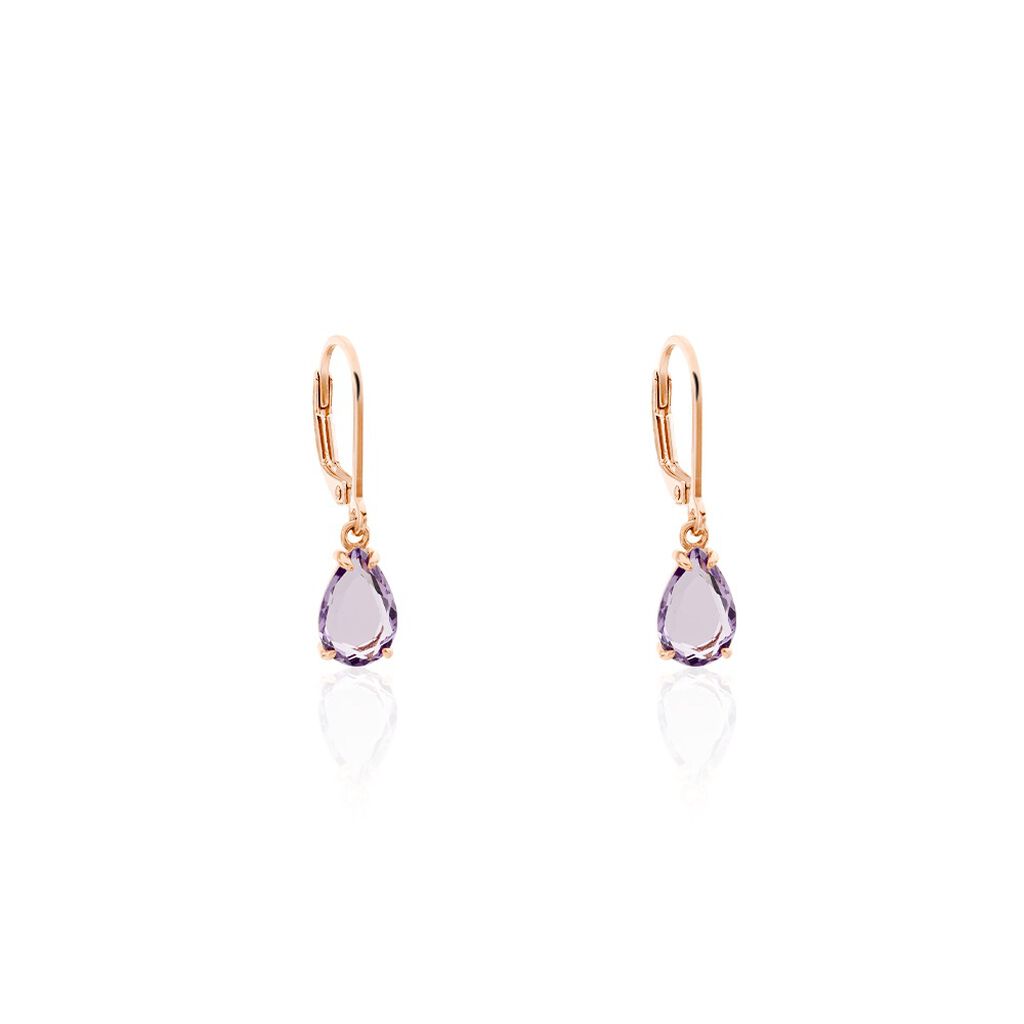 Damen Ohrringe Lang Silber rosevergoldet 925 Amethyst Violett 1,58ct Roswita  - Ohrhänger Damen | OROVIVO