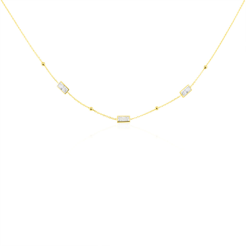 RAKI Damen Collier Gold 375 (9 Karat) Zirkonia Weiß B 0,25 mm - Halsketten Damen | OROVIVO