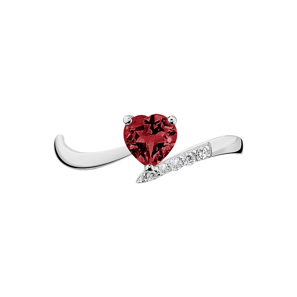 Bague Eva Or Blanc Grenat Et Diamant - Spannringe Damen | OROVIVO