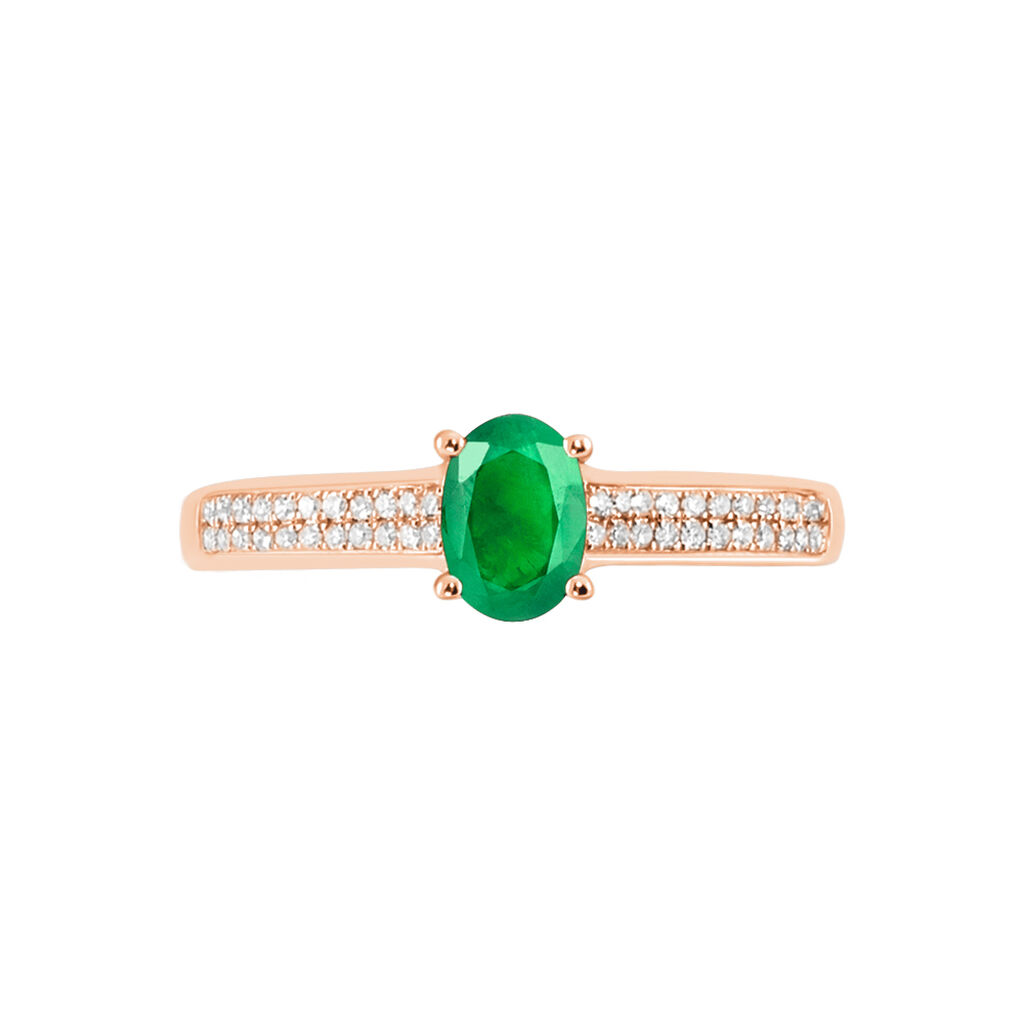Bague Crista Or Rose Emeraude Et Diamant - Spannringe Damen | OROVIVO