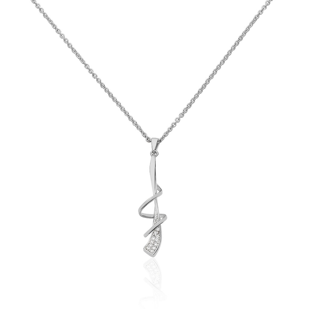 MARIA Damen Collier Silber 925 Zirkonia Wei&szlig; Welle