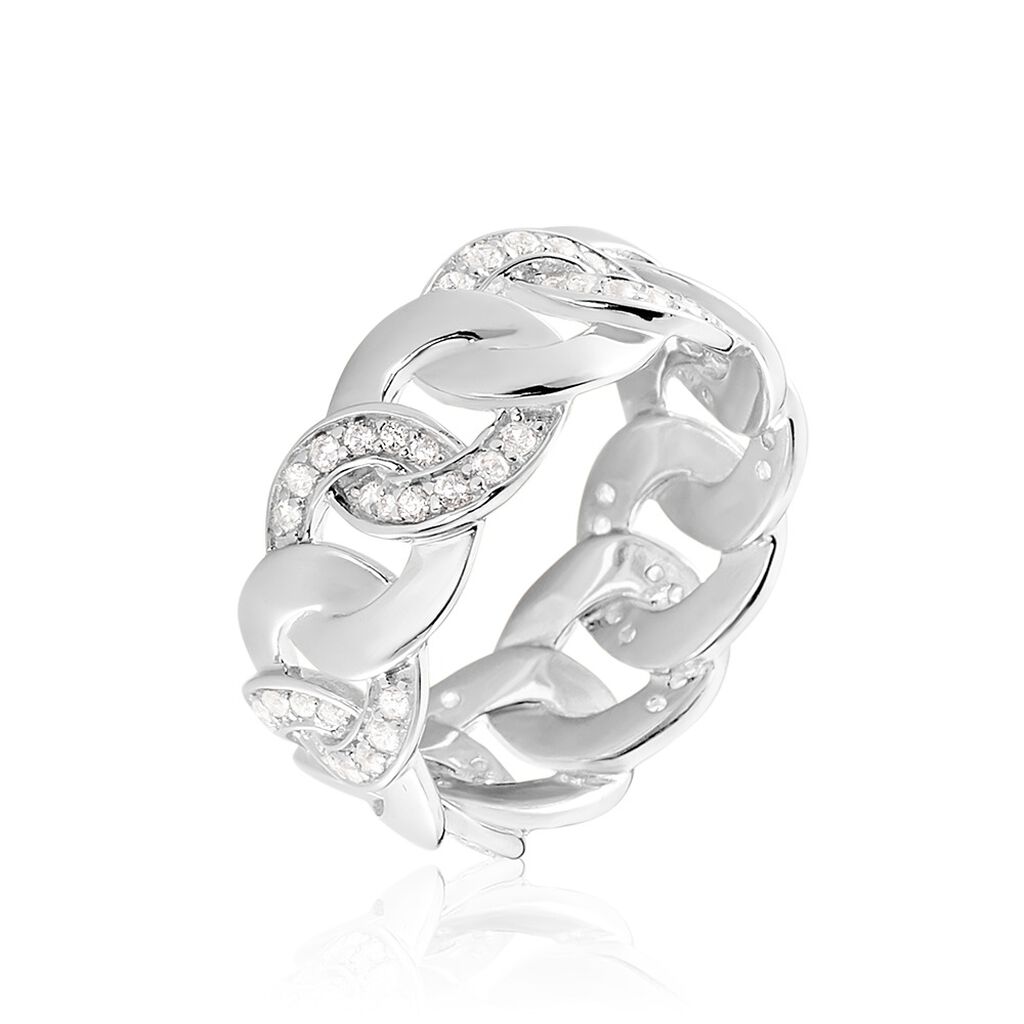ZAINAB Damen Ring Silber 925 Zirkonia Weiß 0,72 ct Kettenglieder, Ring mit Stein
