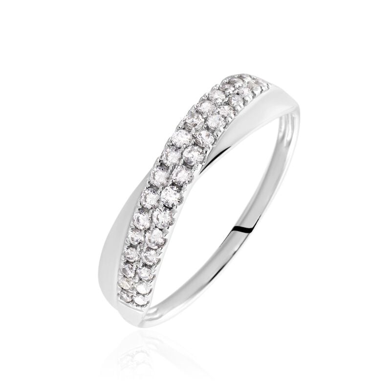 Damen Ring Wei&szlig;gold 375 (9 Karat) Zirkonia Wei&szlig; - Ringe mit Stein Damen | OROVIVO