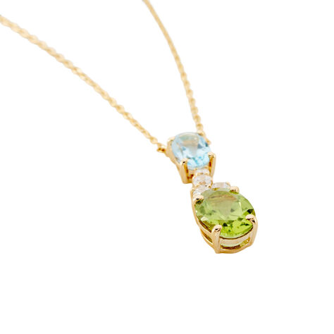 LAYLA 2 Damen Collier Gold 375 (9 Karat) Peridot Gr&uuml;n 2,05 ct Oval - Halsketten Damen | OROVIVO