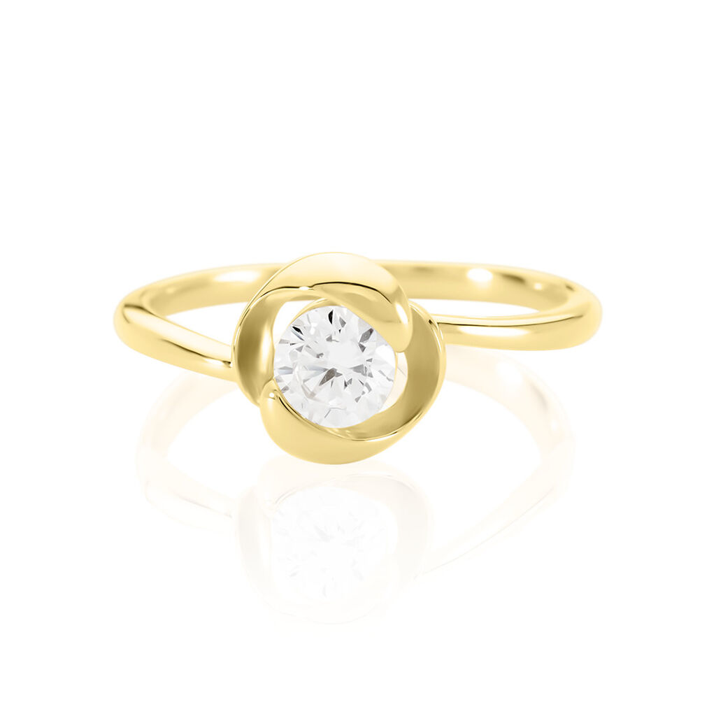 LUCY Damen Ring Silber vergoldet 925 Zirkonia Weiß 0,87 ct Blume, Ring mit Stein