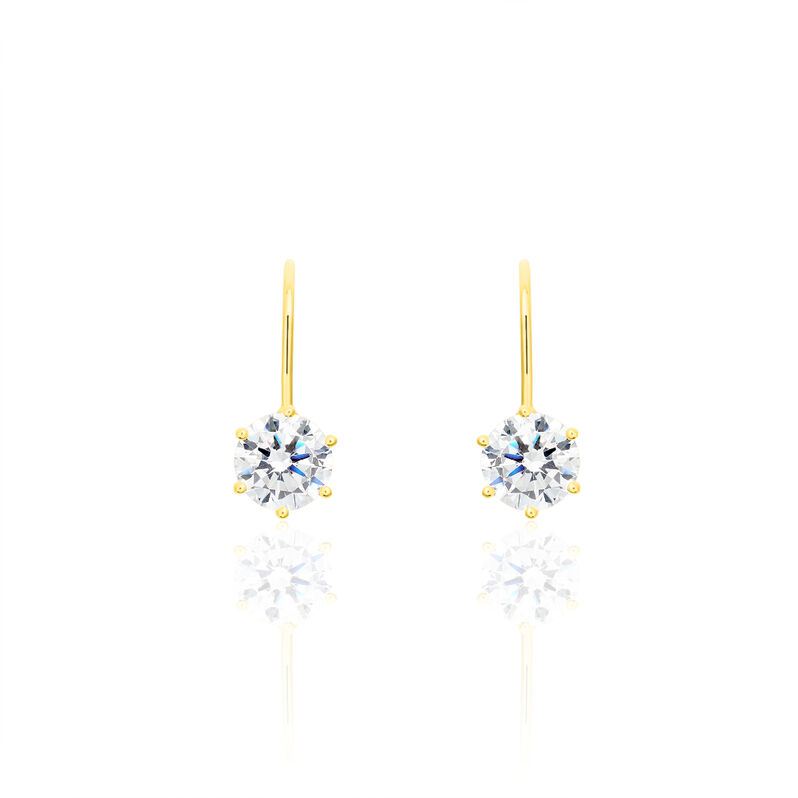 Damen Ohrringe Lang Gold 375 Zirkonia Kreis  - Ohrhänger Damen | OROVIVO