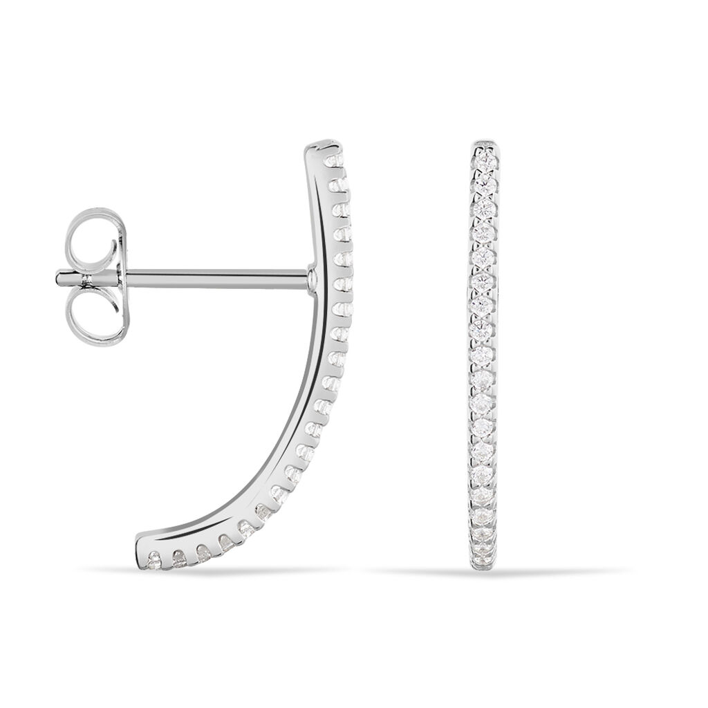 KOLINA Damen Creolen Silber 925 Zirkonia Weiß 0,42 ct Barren, Creolen mit Stein