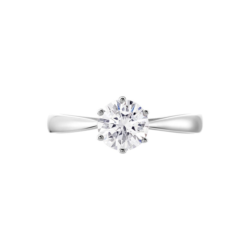Damen Ring Weißgold 375 Zirkonia Krappe 6  - Ringe mit Stein Damen | OROVIVO