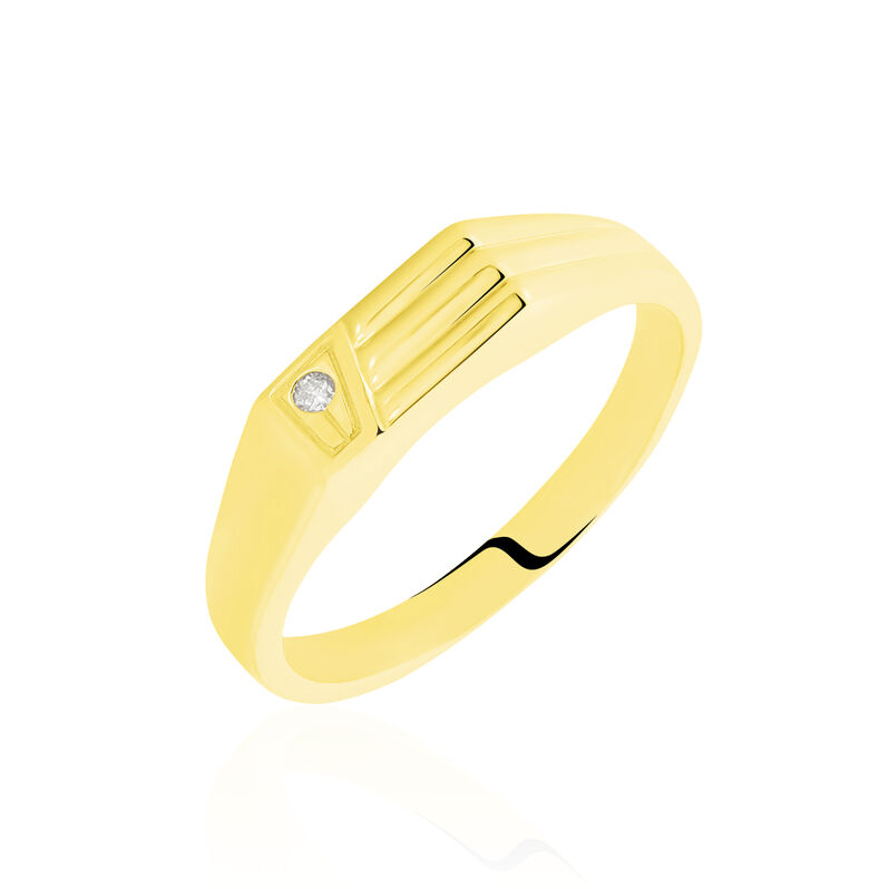 Chevaliere Or Jaune rectangle Diamant - Spannringe Familie | OROVIVO